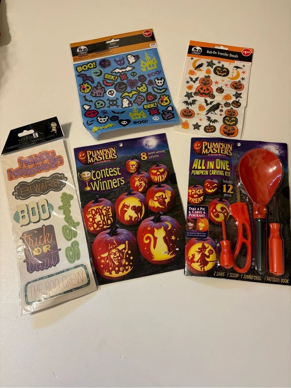 Orange Pumpkin Carving Kit & Stencil Pack - Halloween Party Supplies